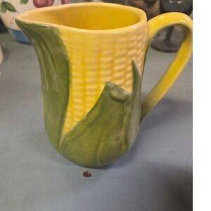 Shawnee USA Pottery Corn King Creamer Pitcher 70 Yellow Green Vintage Ceramic